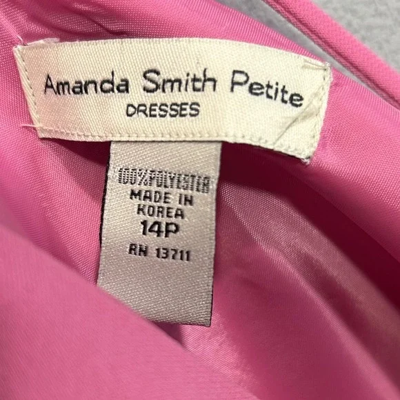 Amanda Smith Petite Sheath Dress Womens 14P Pink Good Strappy Back Career - Picture 5 of 5